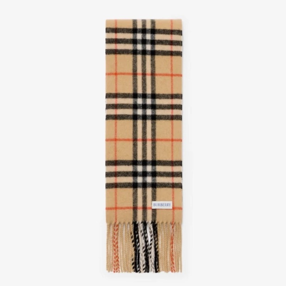 BURBERRY Narrow Check Cashmere Scarf - Picture 2 of 5